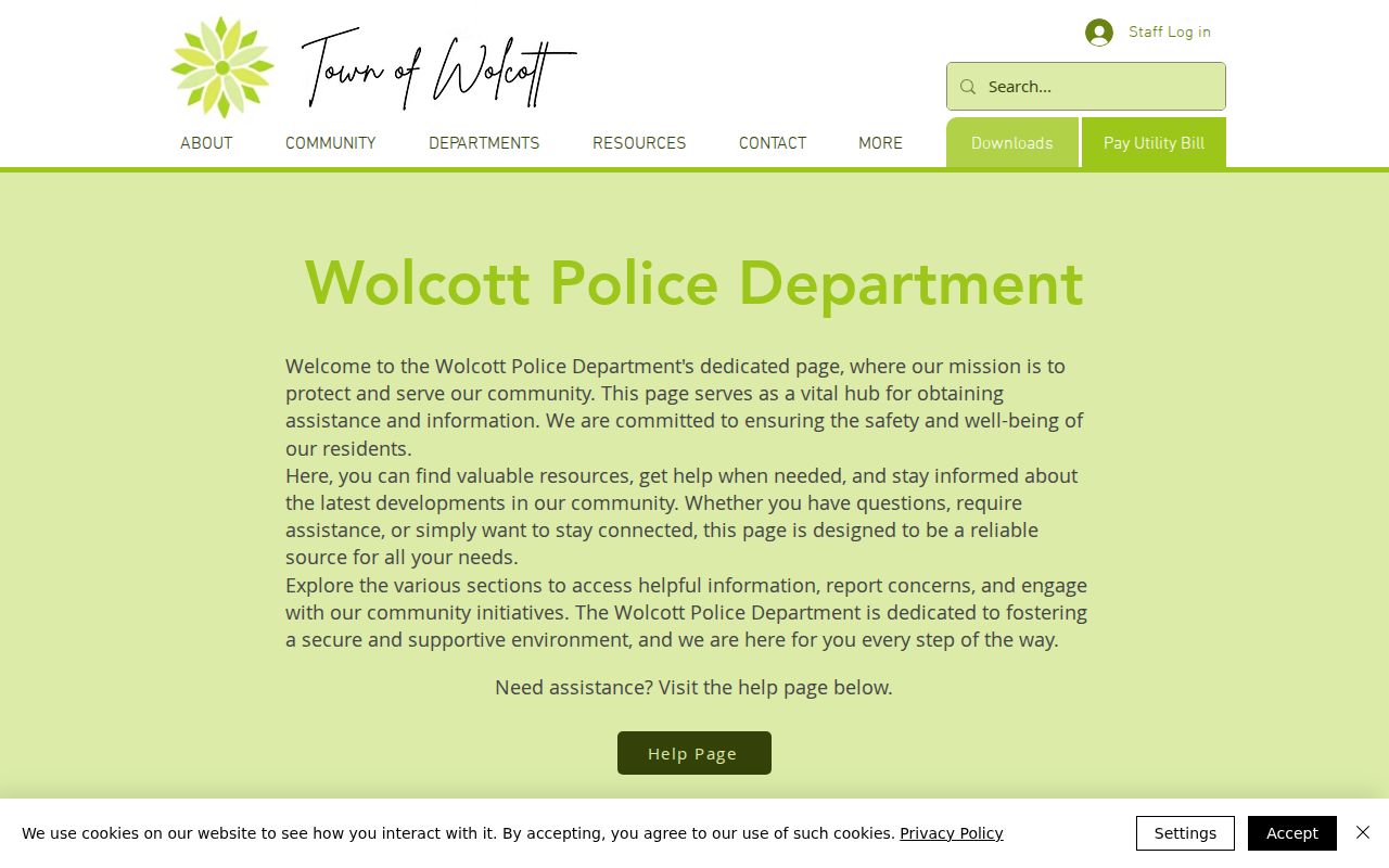 Wolcott police and Town Hall information for warrant routing