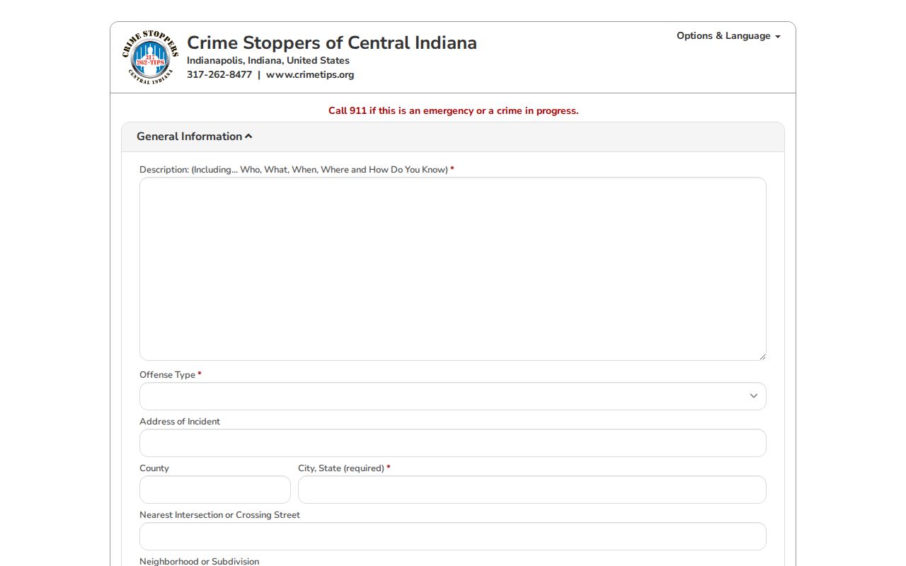 White County Sheriff linked CrimeStoppers program interface